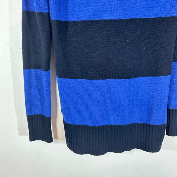 THEORY 100% Cashmere blue black stripe turtleneck sweater woman’s‎ size Small - Picture 5 of 7